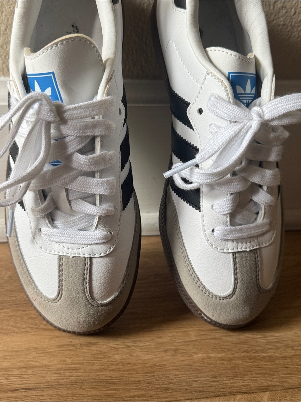 Men’s adidas Samba Leather Sneaker - White/Black/Gum - Picture 7 of 7